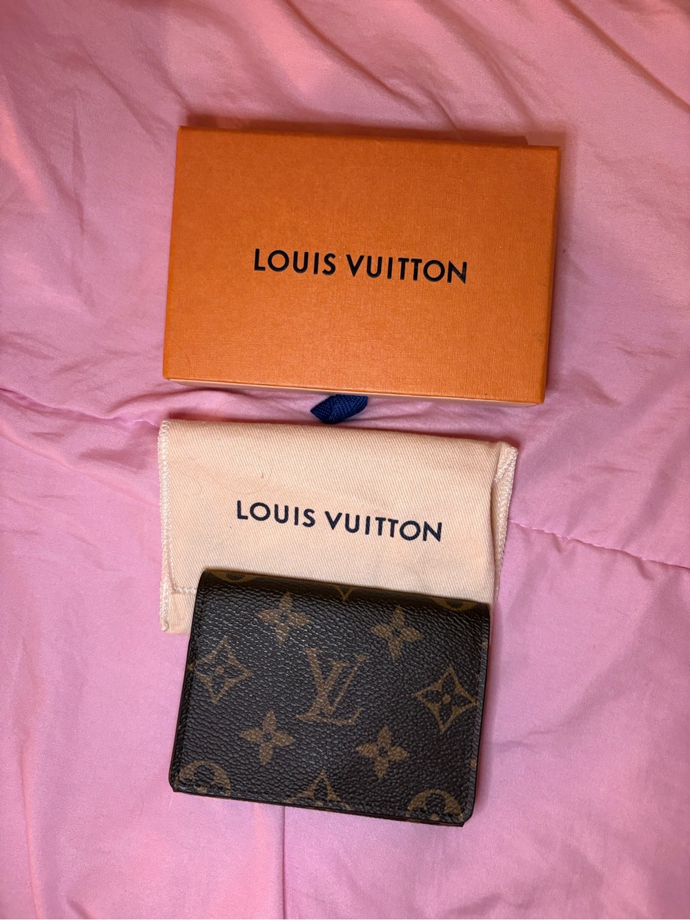 Louis Vuitton envelope business card holder brown